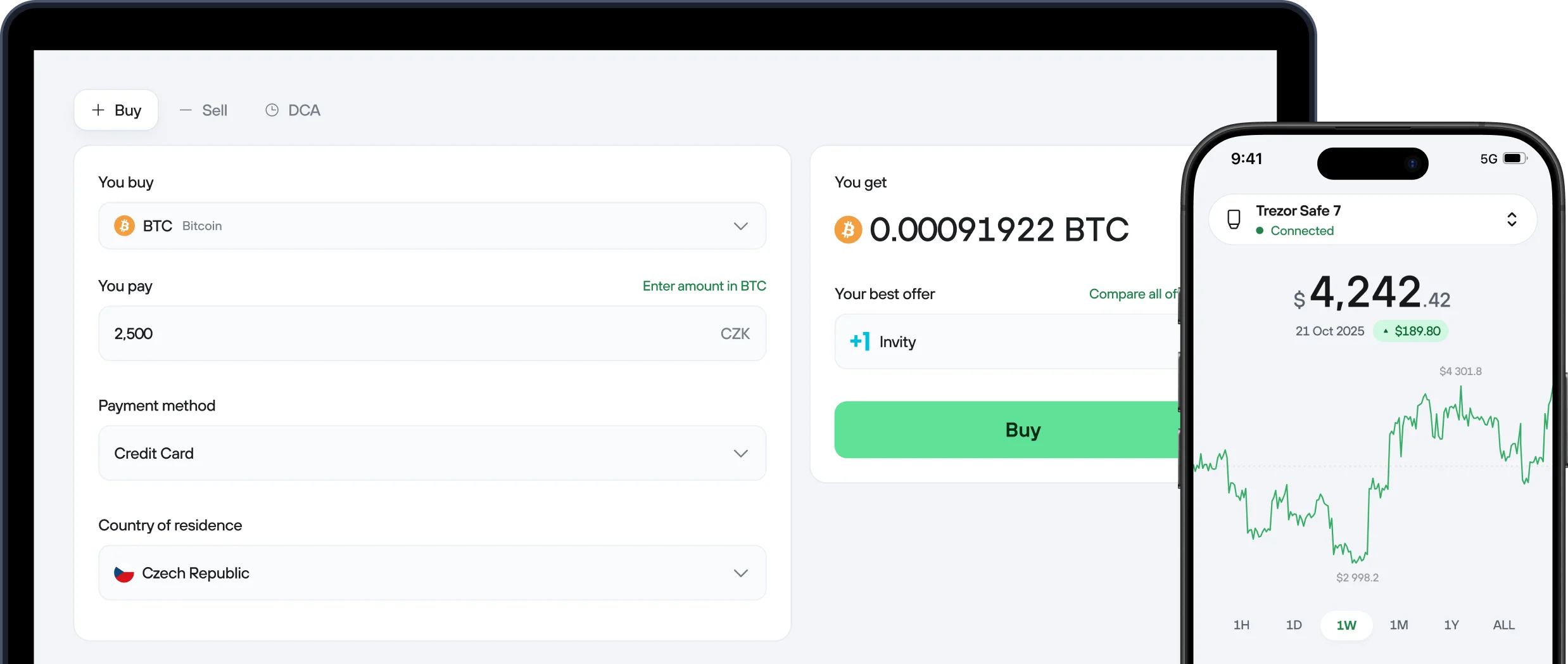 How to buy and sell Bitcoin in Trezor Suite app